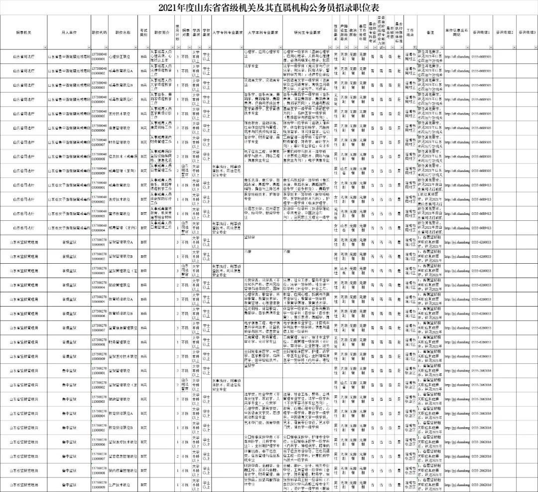 山东省公务员岗位招录表全面解析