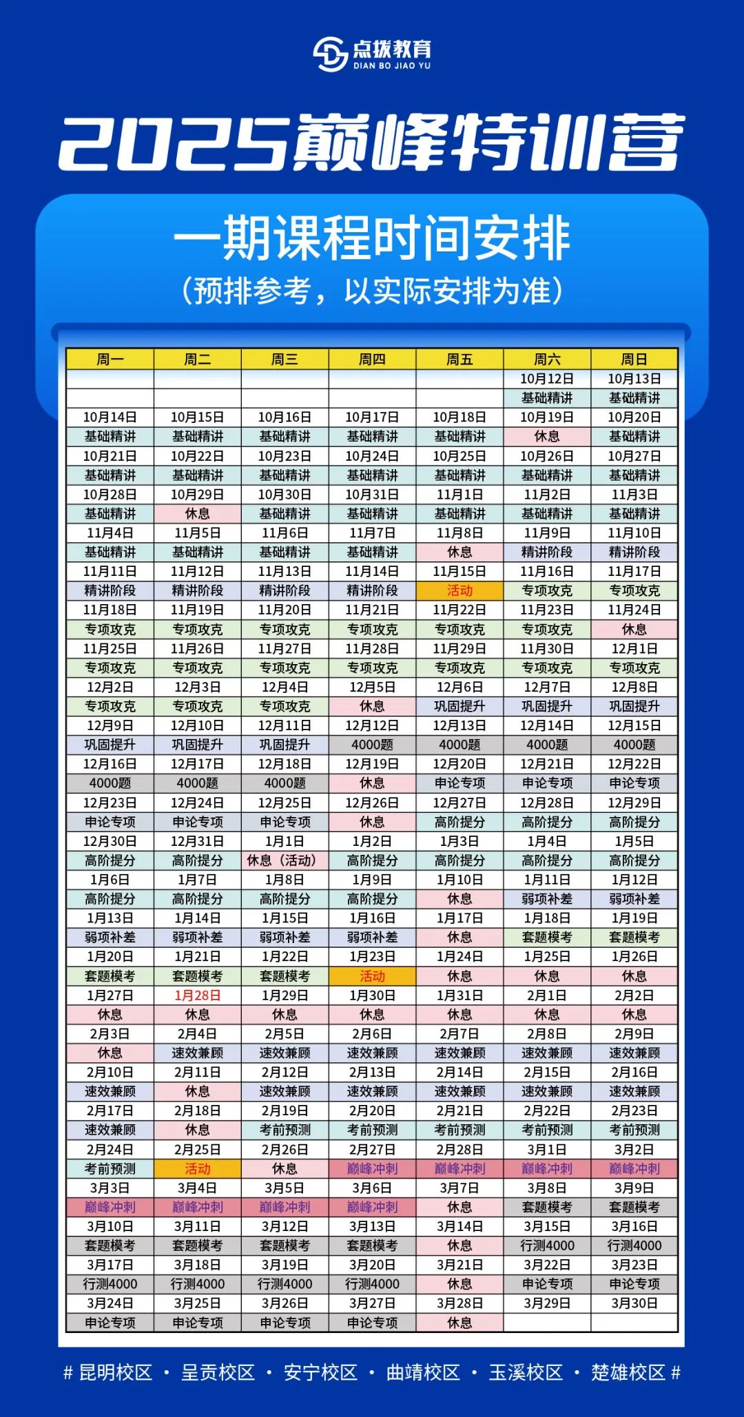 公考封闭班课程安排全面解析