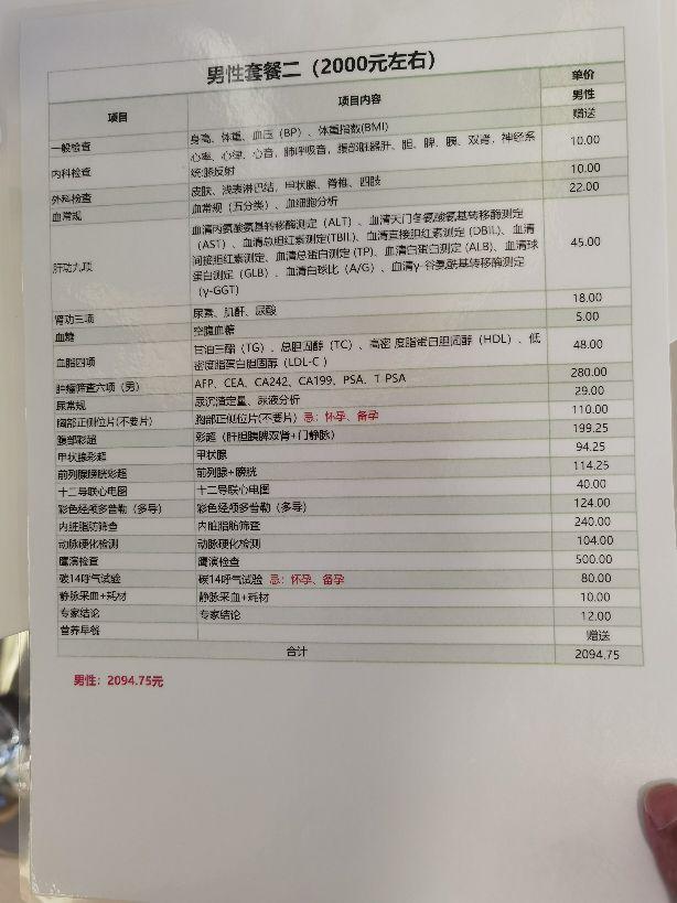 公务员考试体检套餐费用解析