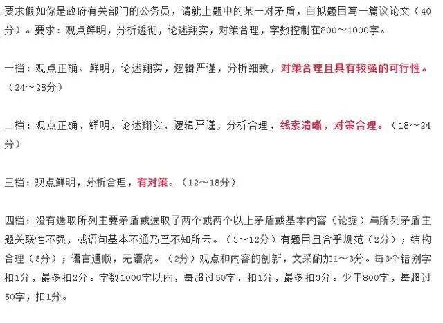 公务员申论评分标准全面解析